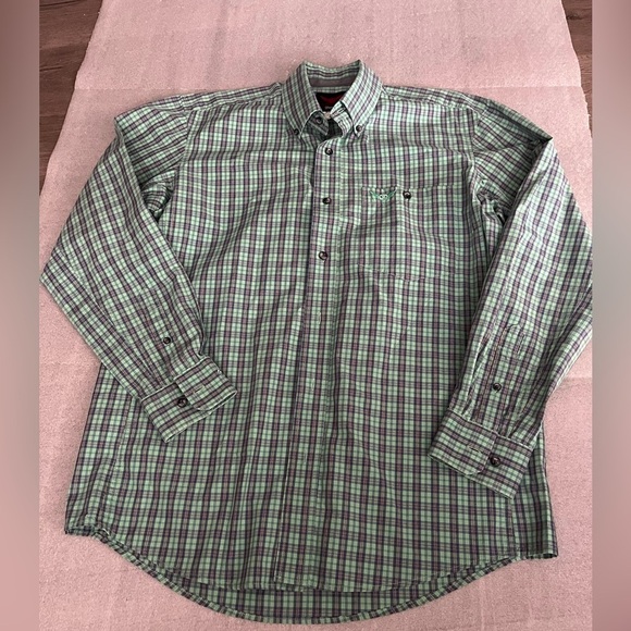[M] Wrangler Trevor Brazile Relentless Long Sleeve Button Front Shirt Men GUC - Picture 1 of 6